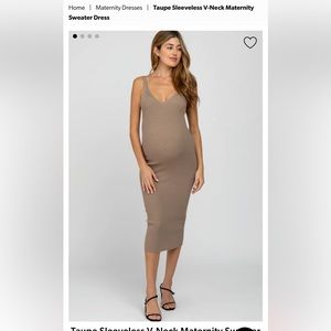 Taupe Beige Sleeveless V-Neck Maternity Small